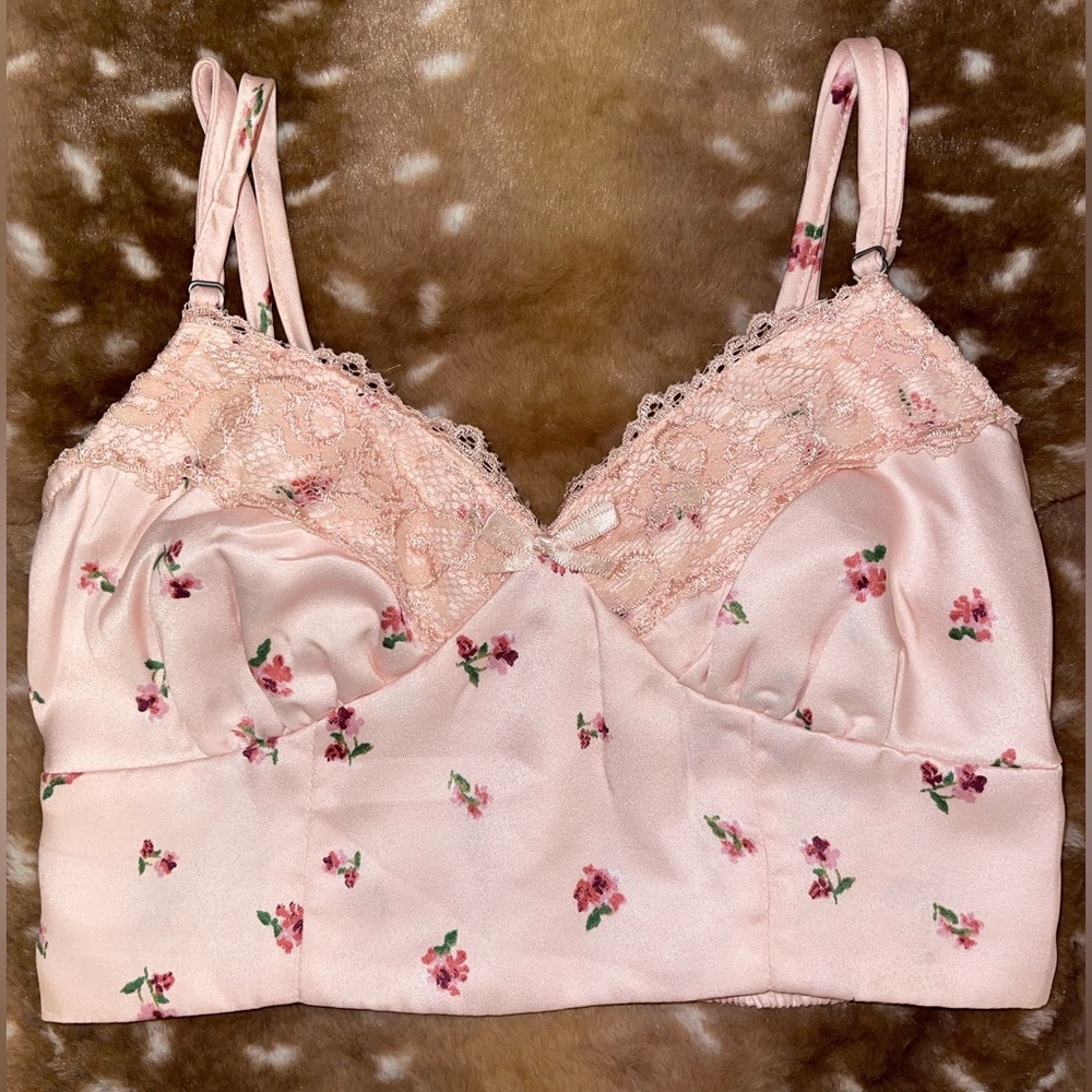 Aéropostale Pink Floral Cropped Tank-Top